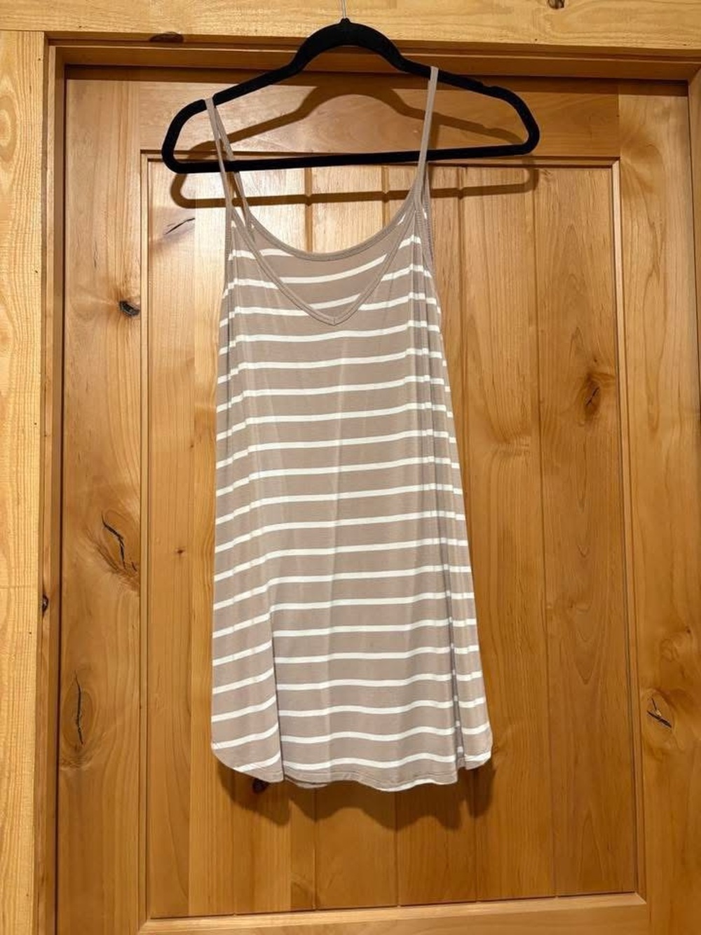 Impressions Beige and White Striped Tank Top